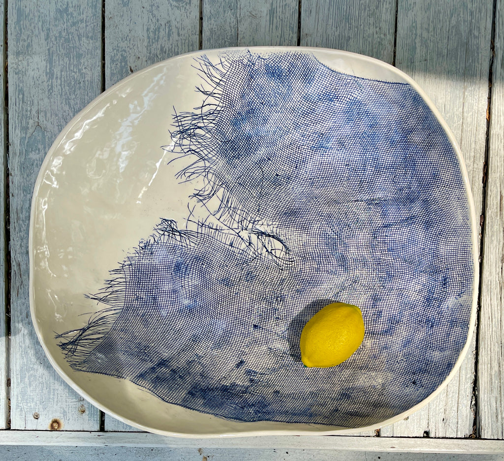 JRN Pottery - Oversized Blue Net Bowl