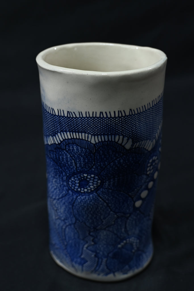 Blue Felt Lace Vase
