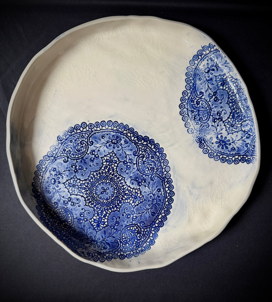 Blue Crochet Doily Platter