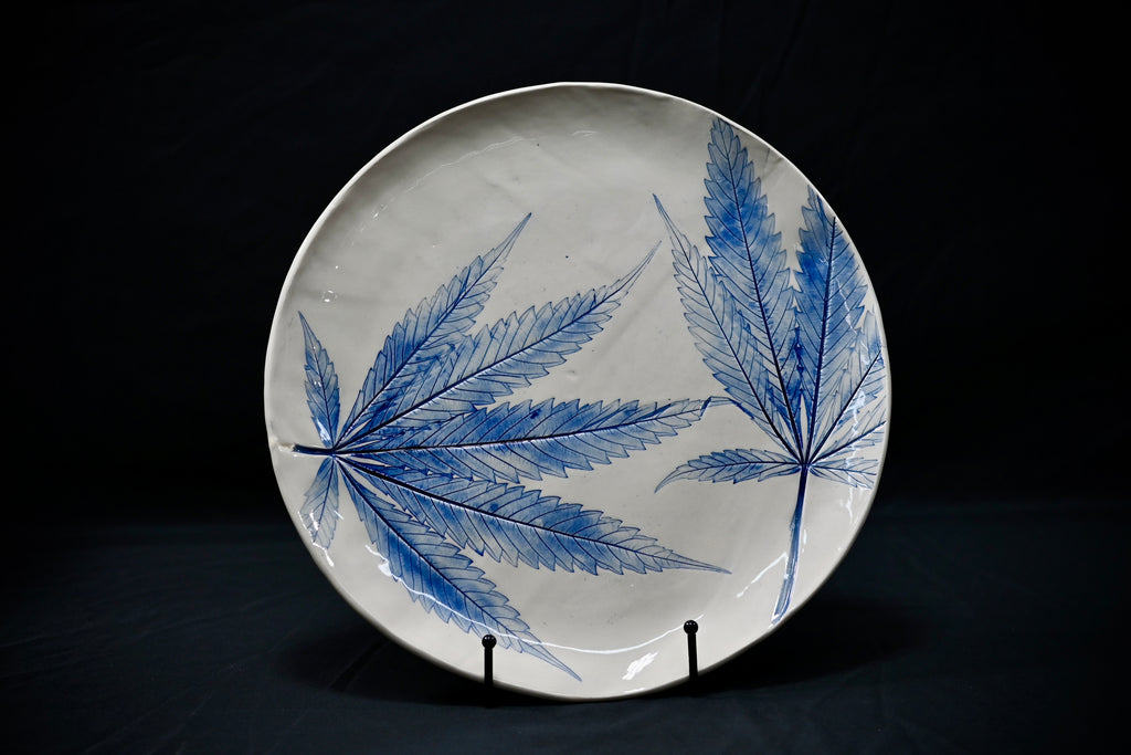 Blue Cannabis Leaf Platter
