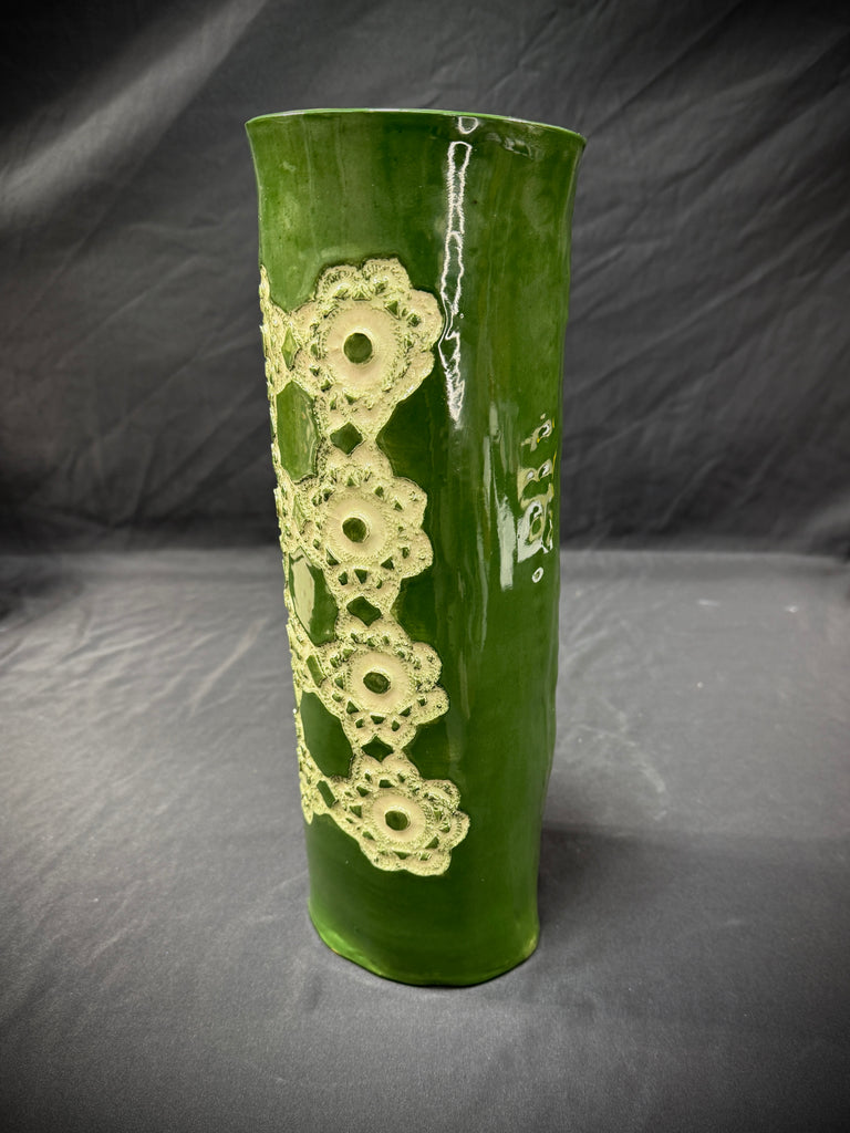 Green Crochet Vase