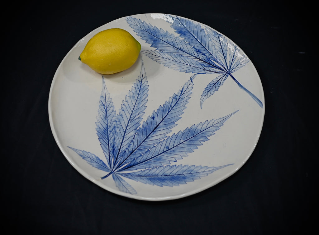 Blue Cannabis Leaf Platter