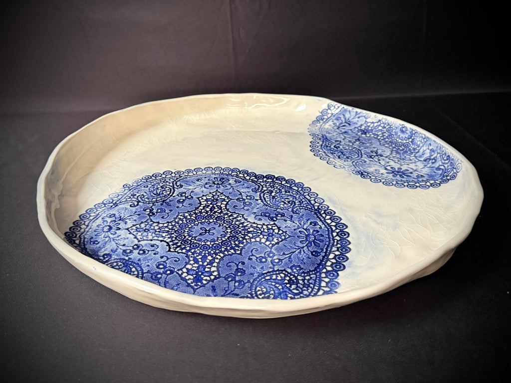 Blue Crochet Doily Platter