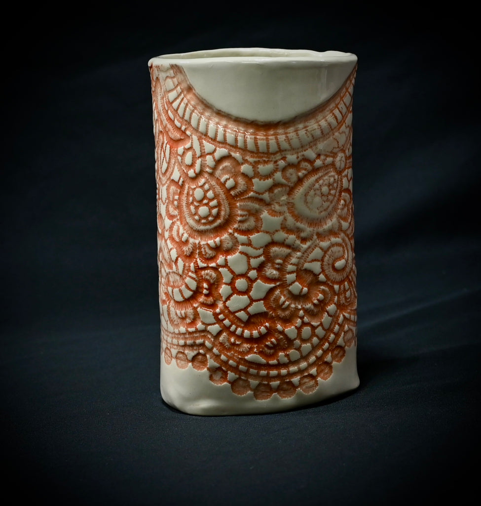 Orange Crochet Vase