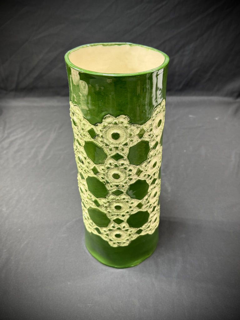 Green Crochet Vase
