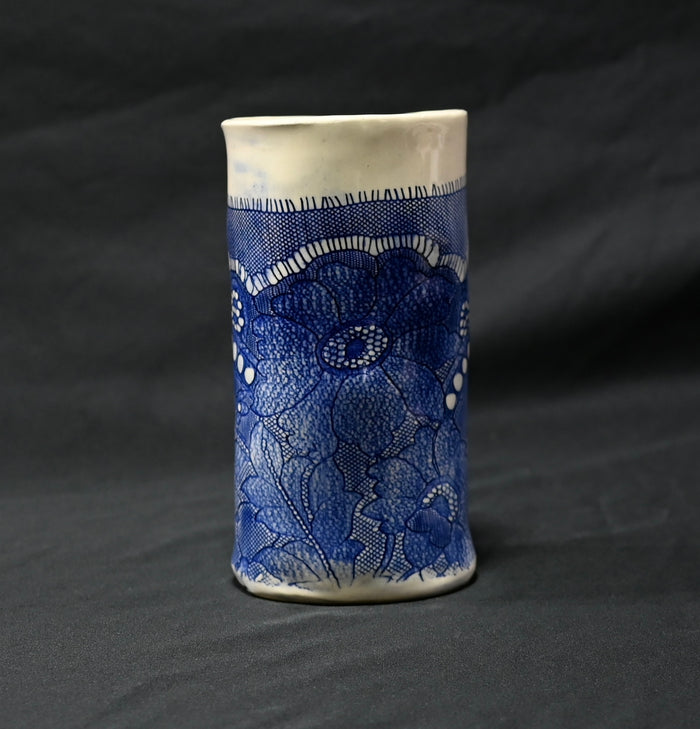 Blue Felt Lace Vase