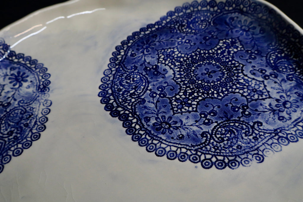 Blue Crochet Doily Platter