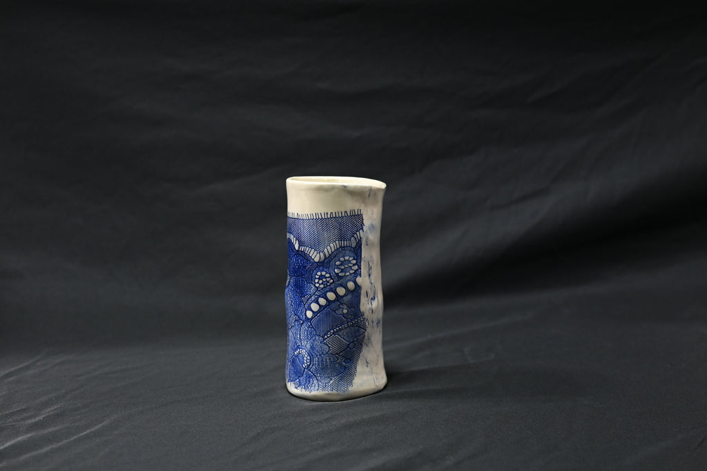 Blue Felt Lace Vase