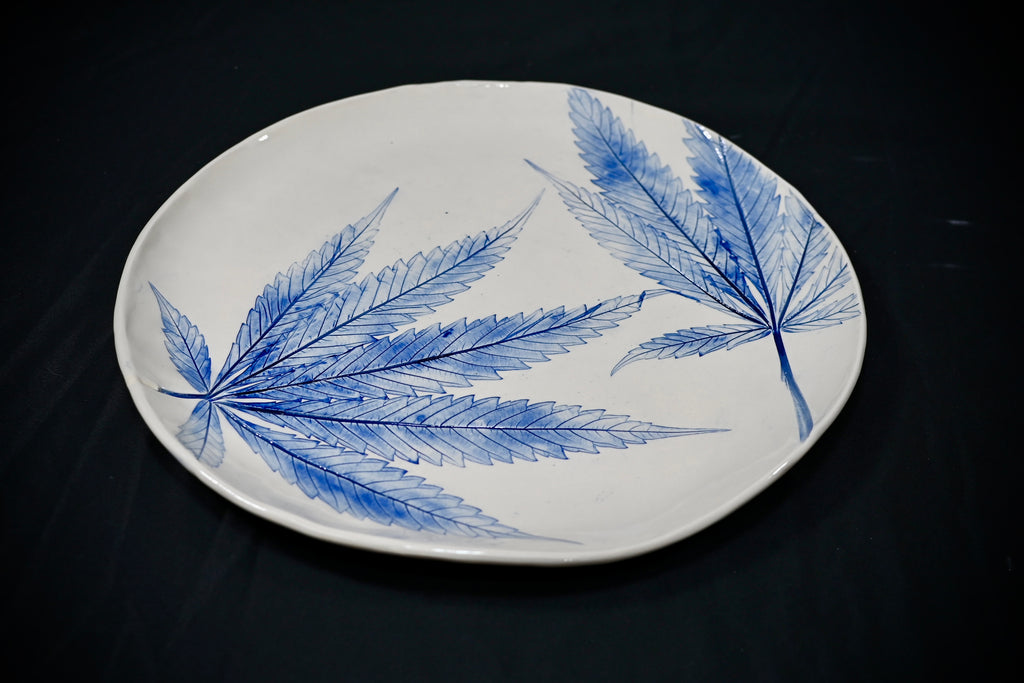 Blue Cannabis Leaf Platter