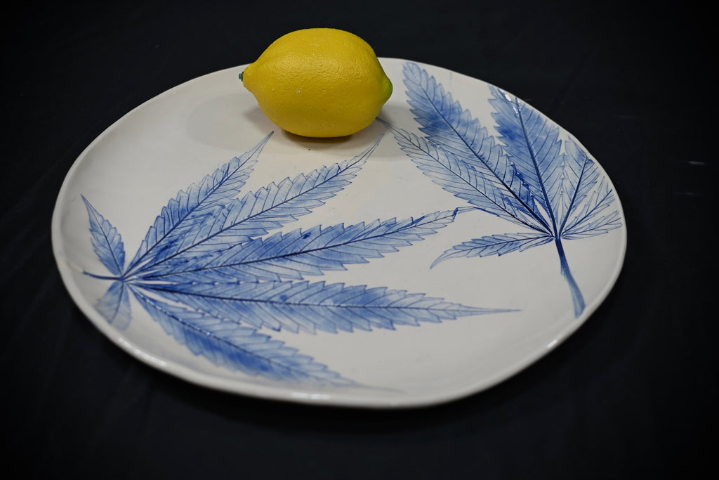 Blue Cannabis Leaf Platter
