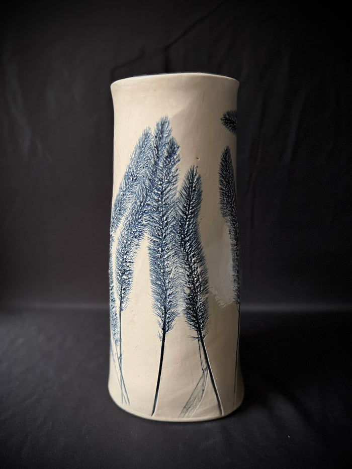 Tall Blue Grass Vase