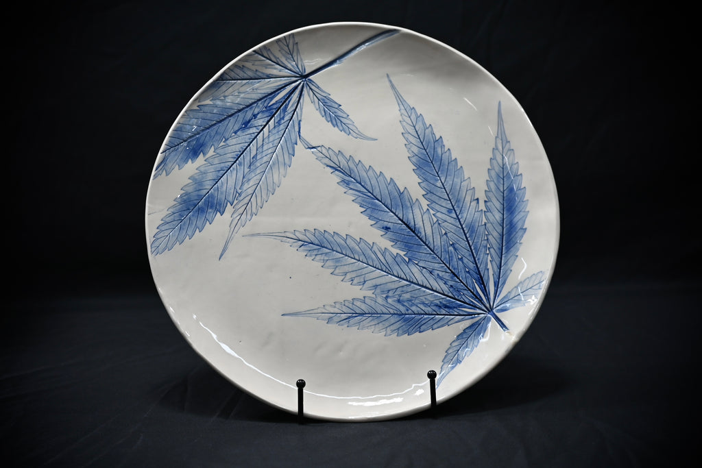Blue Cannabis Leaf Platter