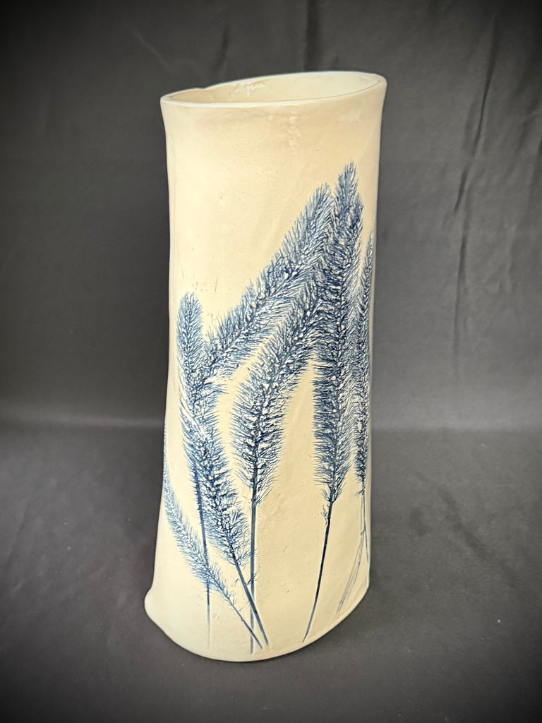 Tall Blue Grass Vase