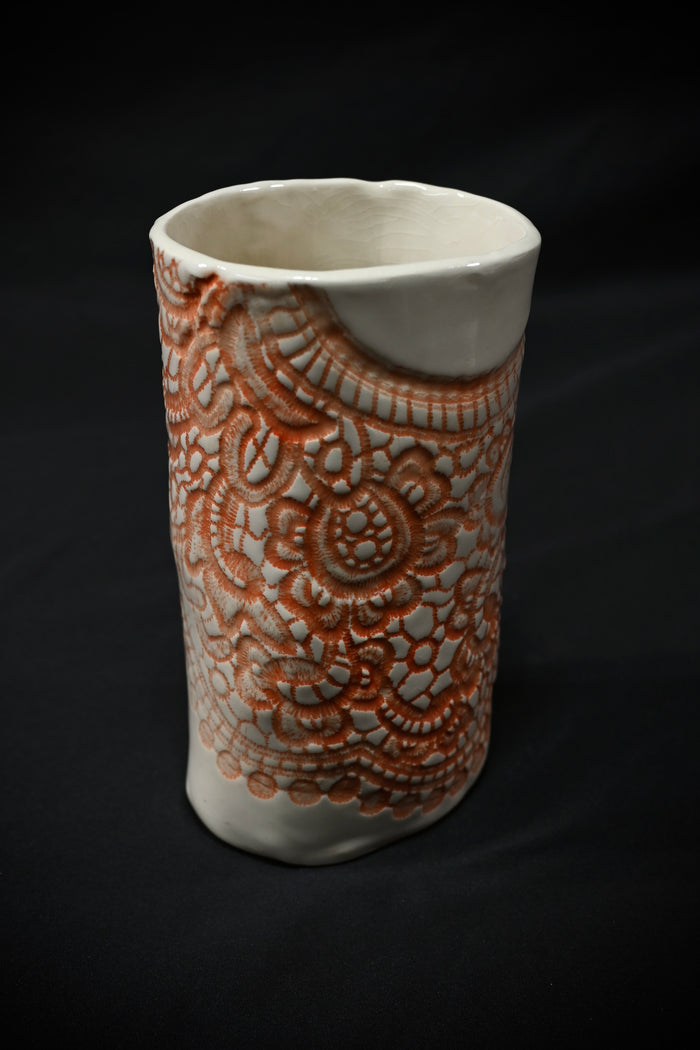 Orange Crochet Vase