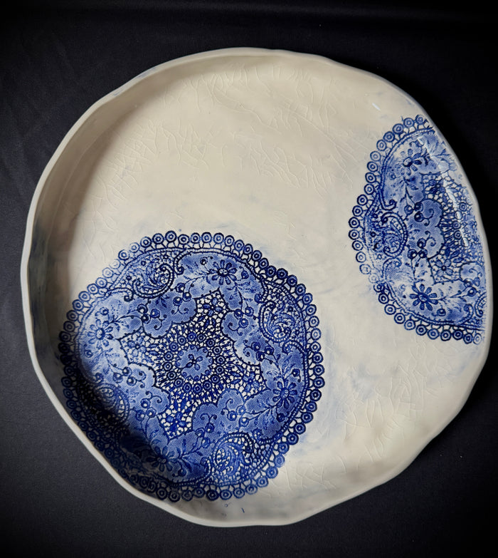 Blue Crochet Doily Platter