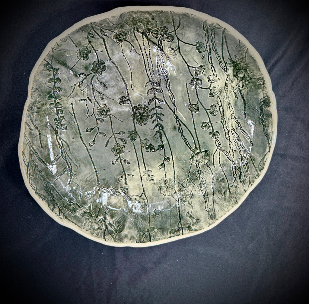 Green Floral Fabric Bowl