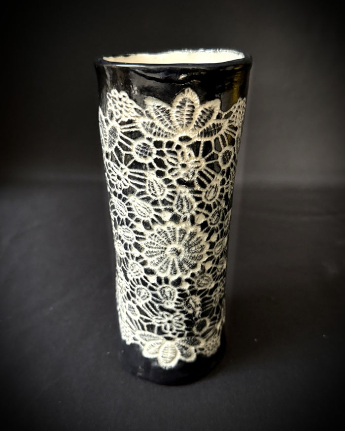 Black Crochet Vase