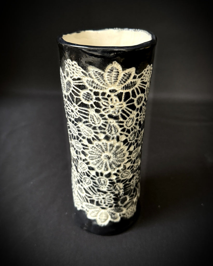 Black Crochet Vase