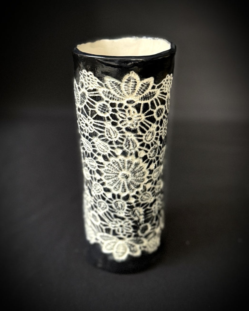 Black Crochet Vase