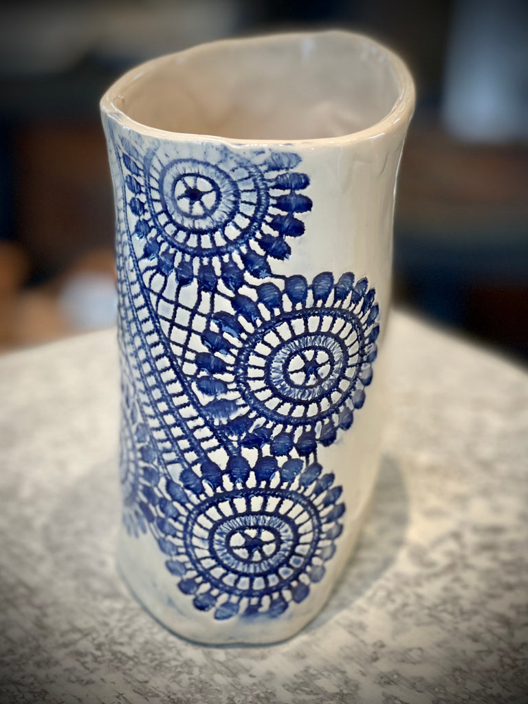 JRN - Blue Neck Lace Vase