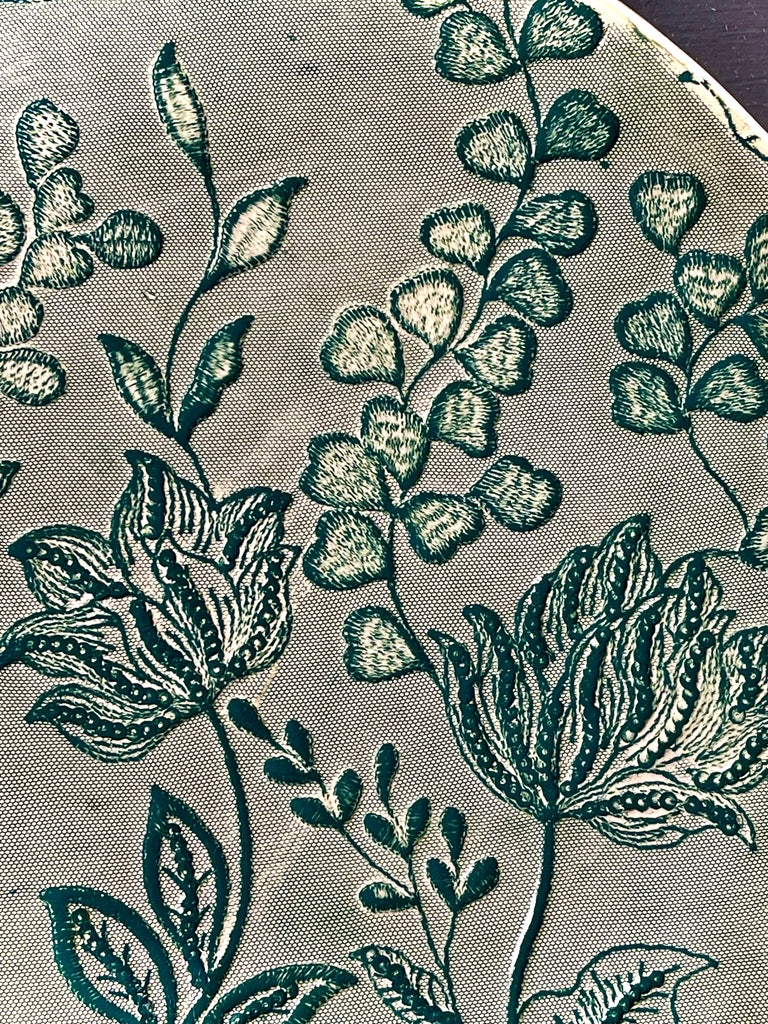 JRN Pottery - Green Flower Lace Platter