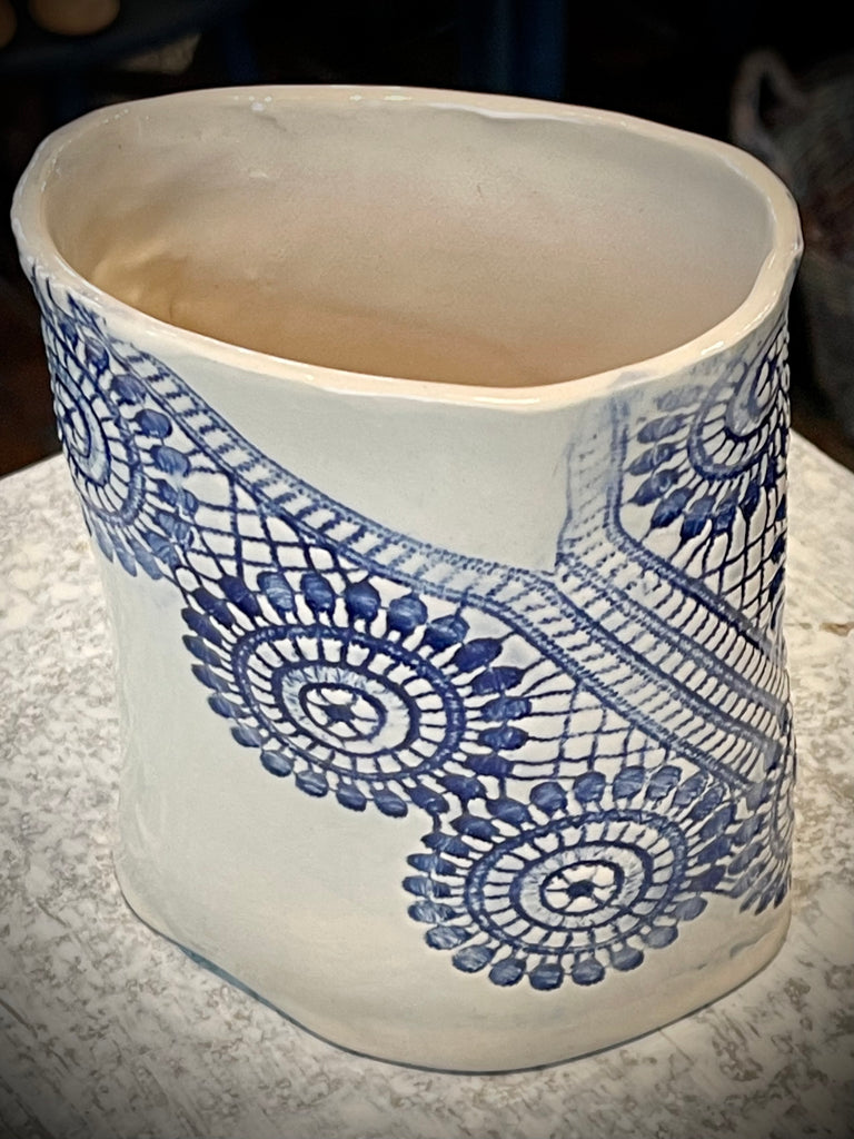 JRN - Blue Neck Lace Vase