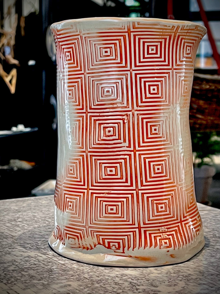 JRN - Pulsing Orange Square Vase