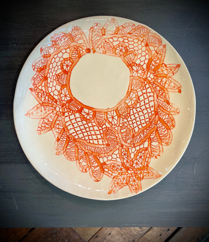JRN Pottery - Orange Neck Lace Platter